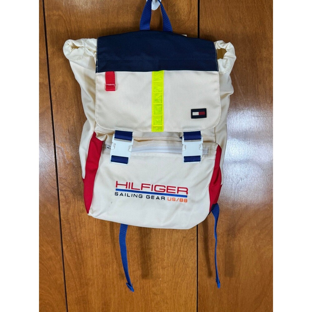 Vintage Rare Tommy Hilfiger Sailing Gear US/88 Backpack Bag White